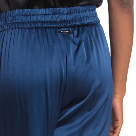 NEW Inreverse Women Reversible Black Teal Silk Blend Pocketed Solid Jogger Pant - Picture 3 of 5